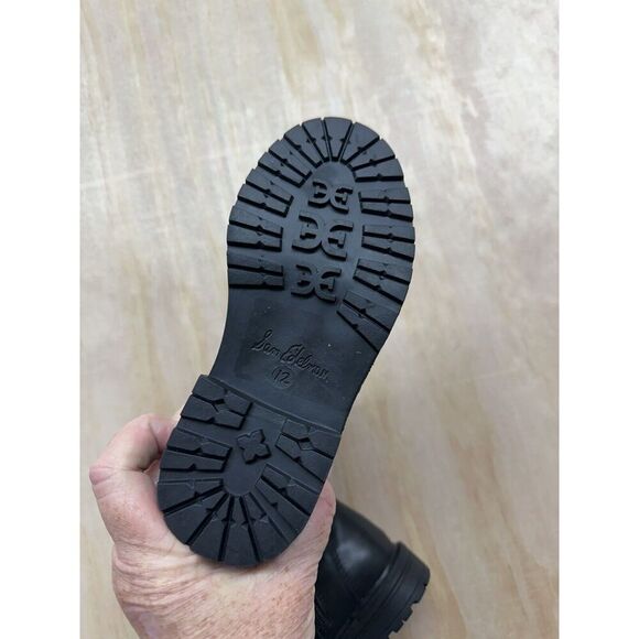 Girls Combat Boots Sam Edelman Sz 12 Black Leather Chunky Heel Lace Up Comfort - Picture 4 of 7